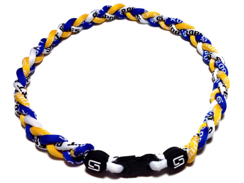 Triple Titanium Necklace (Blue/Yellow/White) - Click Image to Close