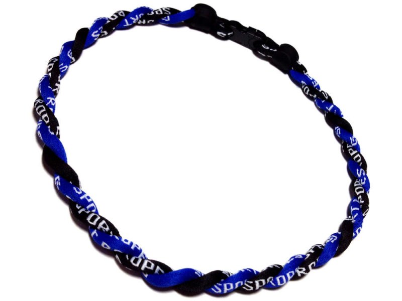 Double Titanium Necklace (Blue/Black) - Click Image to Close