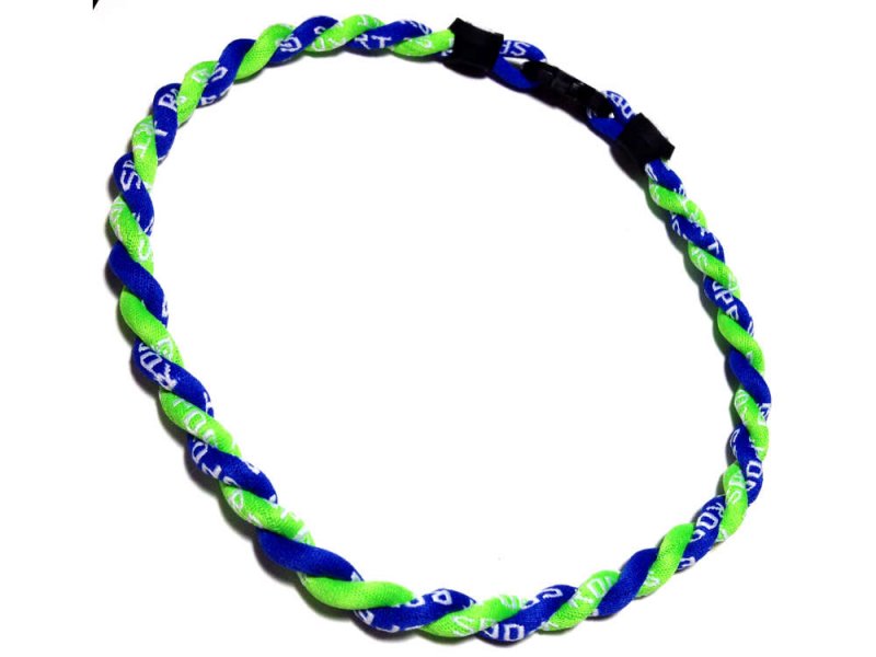 Double Titanium Necklace (Blue/Lime) - Click Image to Close