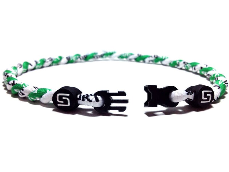 Double Titanium Necklace (Green/White) - Click Image to Close