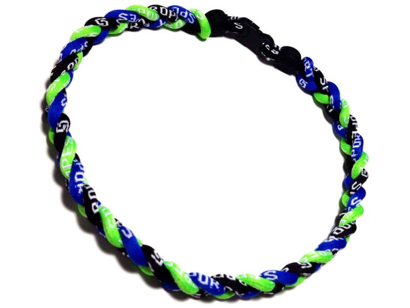 Triple Titanium Necklace (Blue/Lime/Black) - Click Image to Close