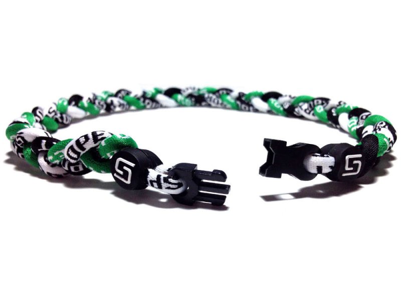 Triple Titanium Necklace (Green/Black/White) - Click Image to Close