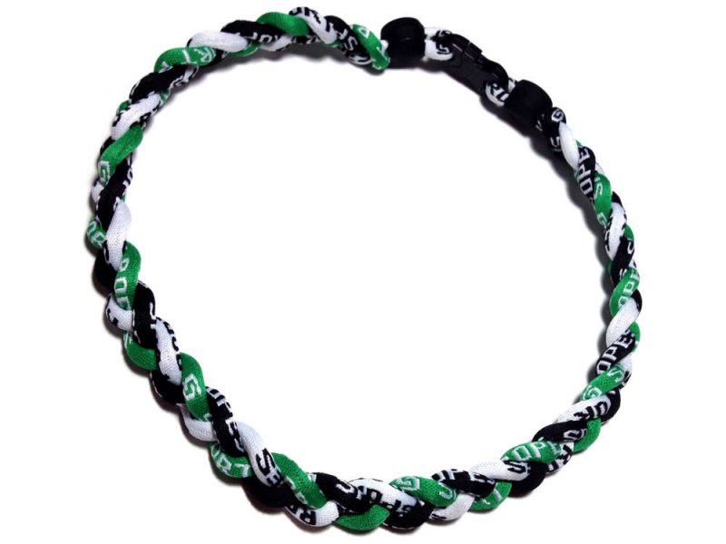 Triple Titanium Necklace (Green/Black/White) - Click Image to Close