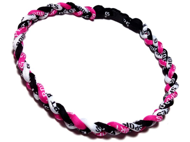 Triple Titanium Necklace (Pink/Black/White) - Click Image to Close