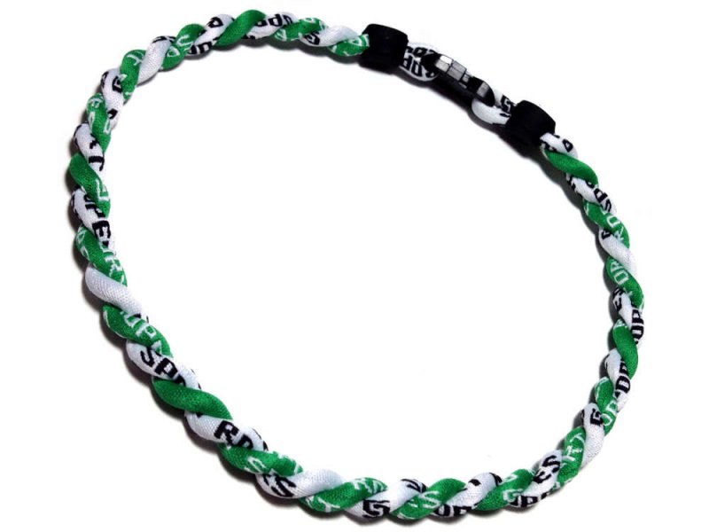 Double Titanium Necklace (Green/White) - Click Image to Close