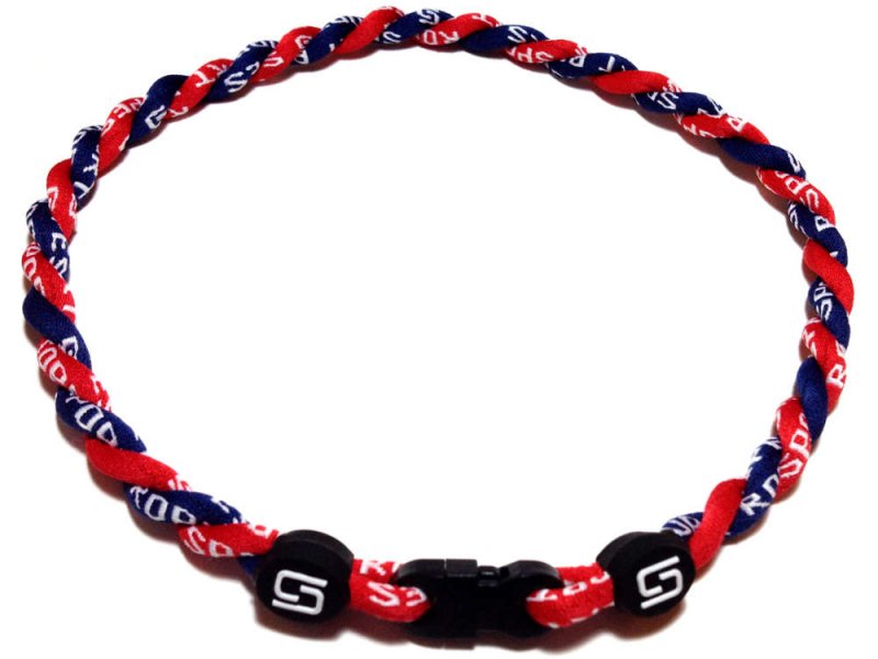Double Titanium Necklace (Navy/Red) - Click Image to Close