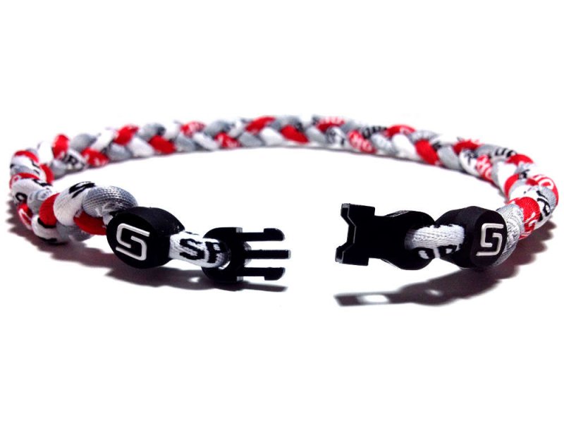 Triple Titanium Necklace (Red/Gray/White) - Click Image to Close