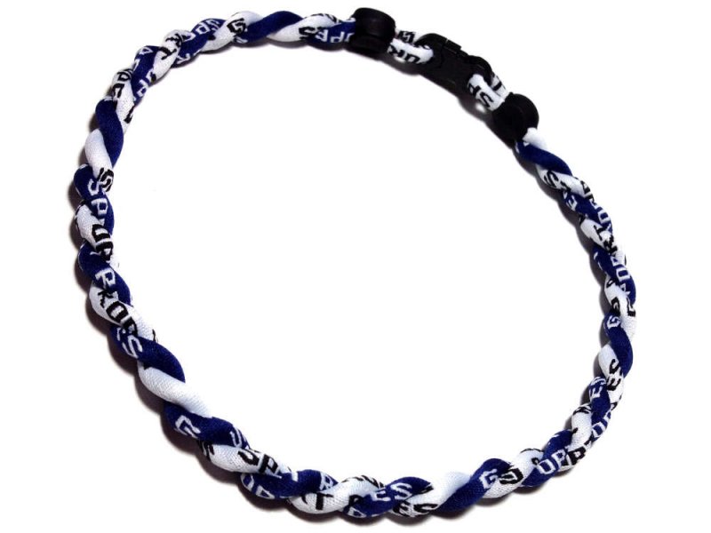 Double Titanium Necklace (Navy/White) - Click Image to Close