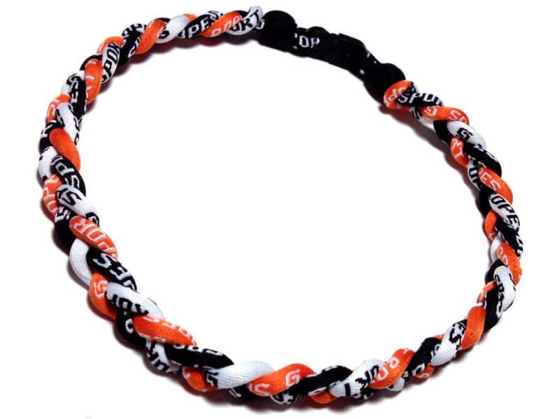 Triple Titanium Necklace (Orange/Black/White) - Click Image to Close