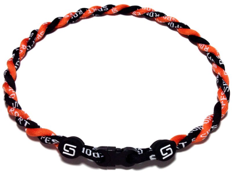 Double Titanium Necklace (Orange/Black) - Click Image to Close