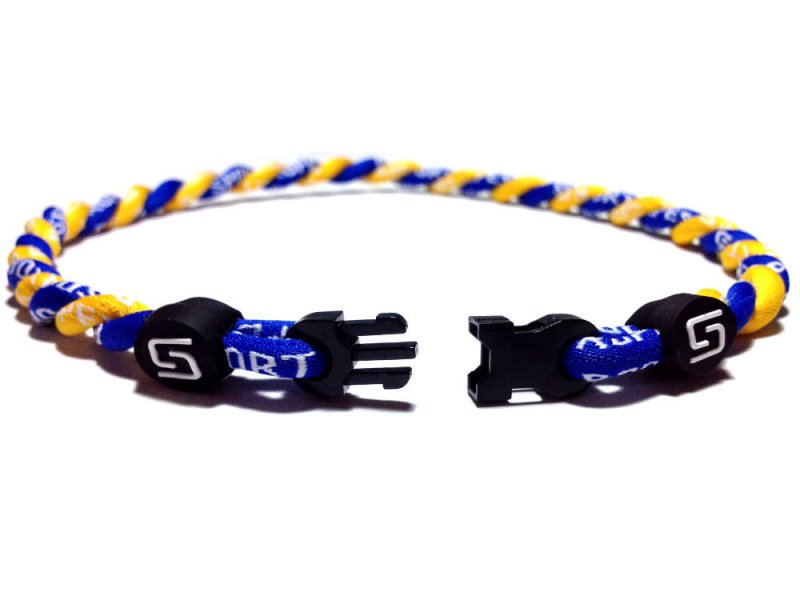 Double Titanium Necklace (Blue/Yellow) - Click Image to Close