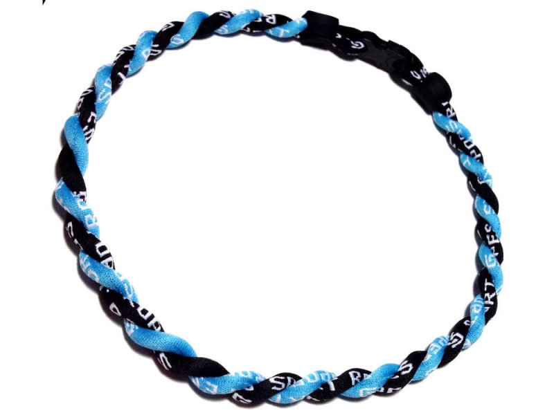 Double Titanium Necklace (Light Blue/Black) - Click Image to Close