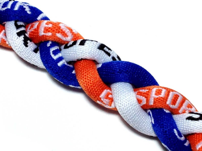 Triple Titanium Necklace (Blue/Orange/White) - Click Image to Close