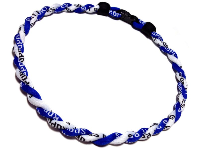 Double Titanium Necklace (Blue/White) - Click Image to Close