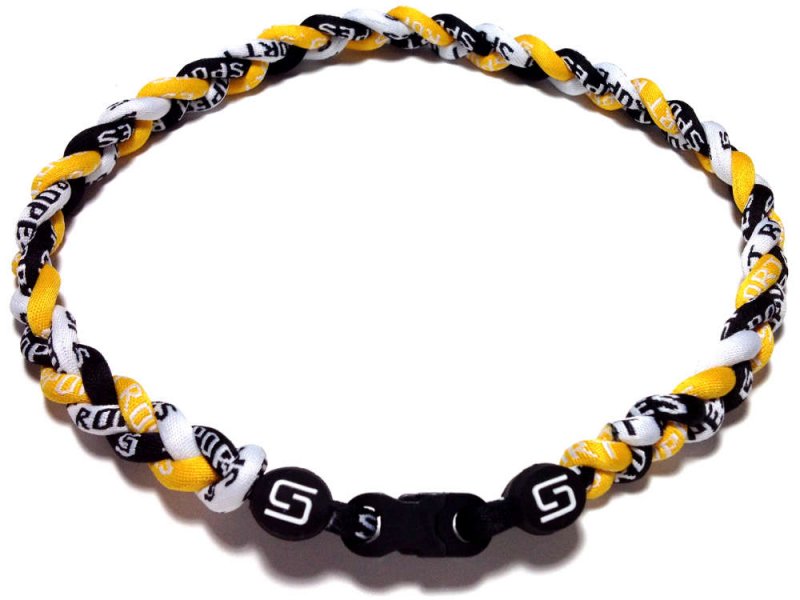 Triple Titanium Necklace (Yellow/Black/White) - Click Image to Close